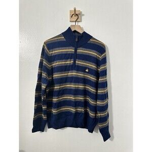Men’s Brooks Brothers Navy Striped Quarter Zip Sweater Med/Large No Tags